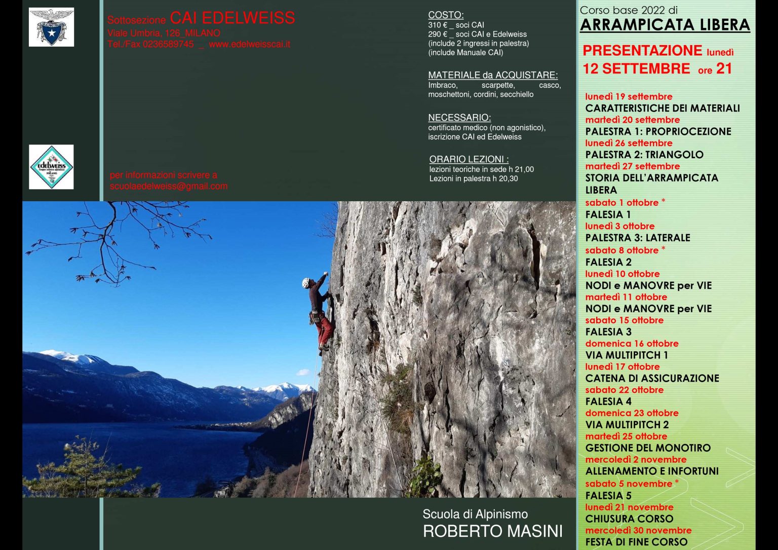 PRESENTAZIONE CORSO ARRAMPICATA LIBERA BASE Edelweiss CAI Milano 
